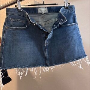 Current/Elliott Blue Frayed Mini Skirt